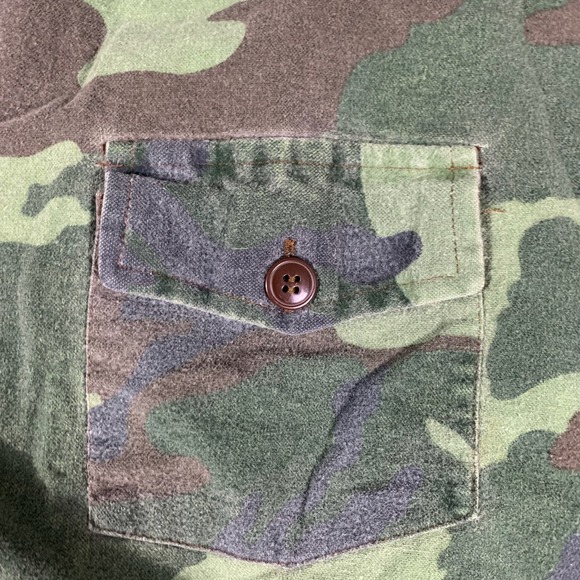 VTG Red Head Shirt Mens Large Green Button Up Camo Long Sleeve Hunting Blue Bill - Picture 3 of 12